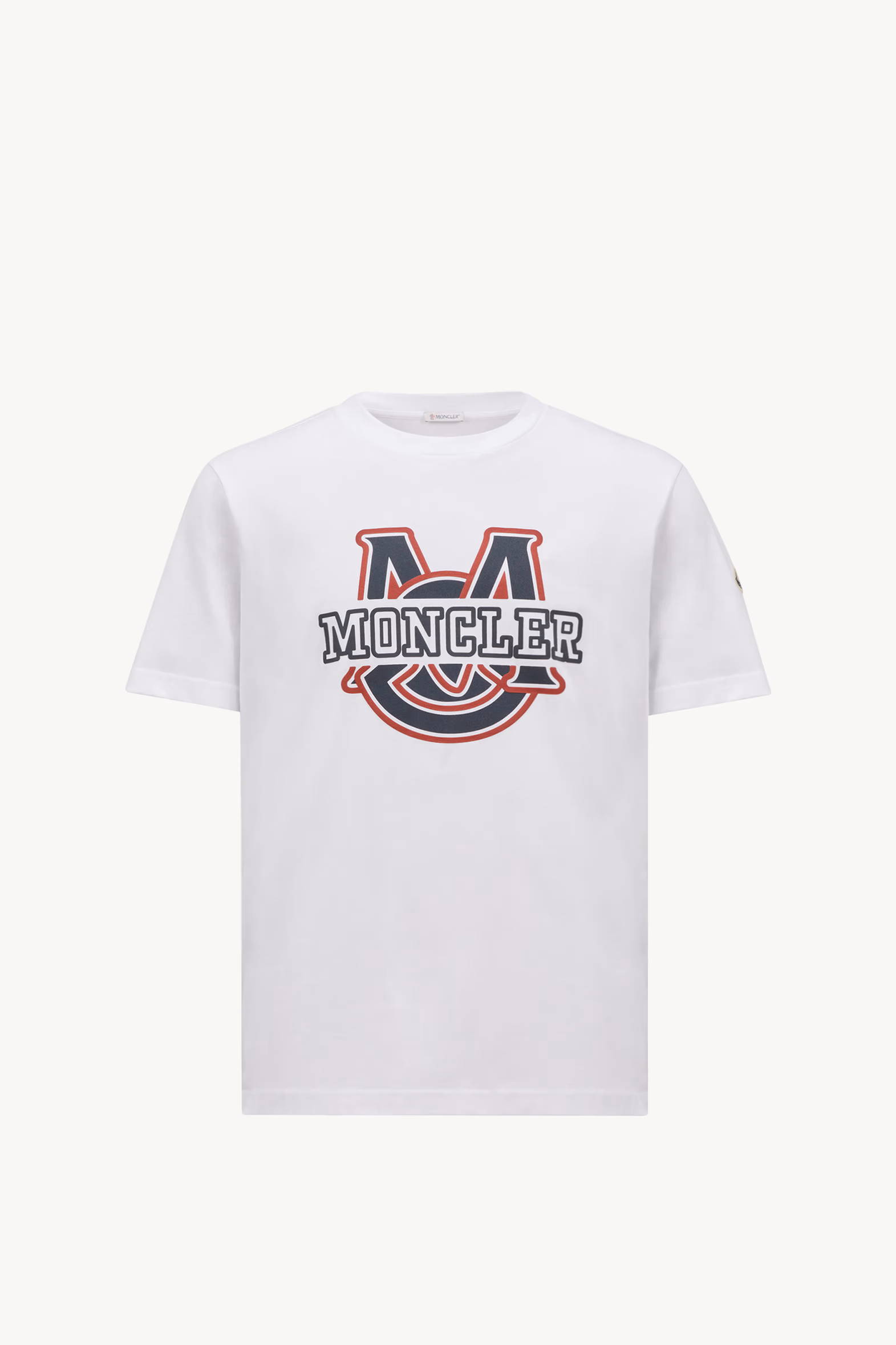 Camiseta de algodón con motivo de logotipo universitario Hombre Blanco Óptico Moncler 2